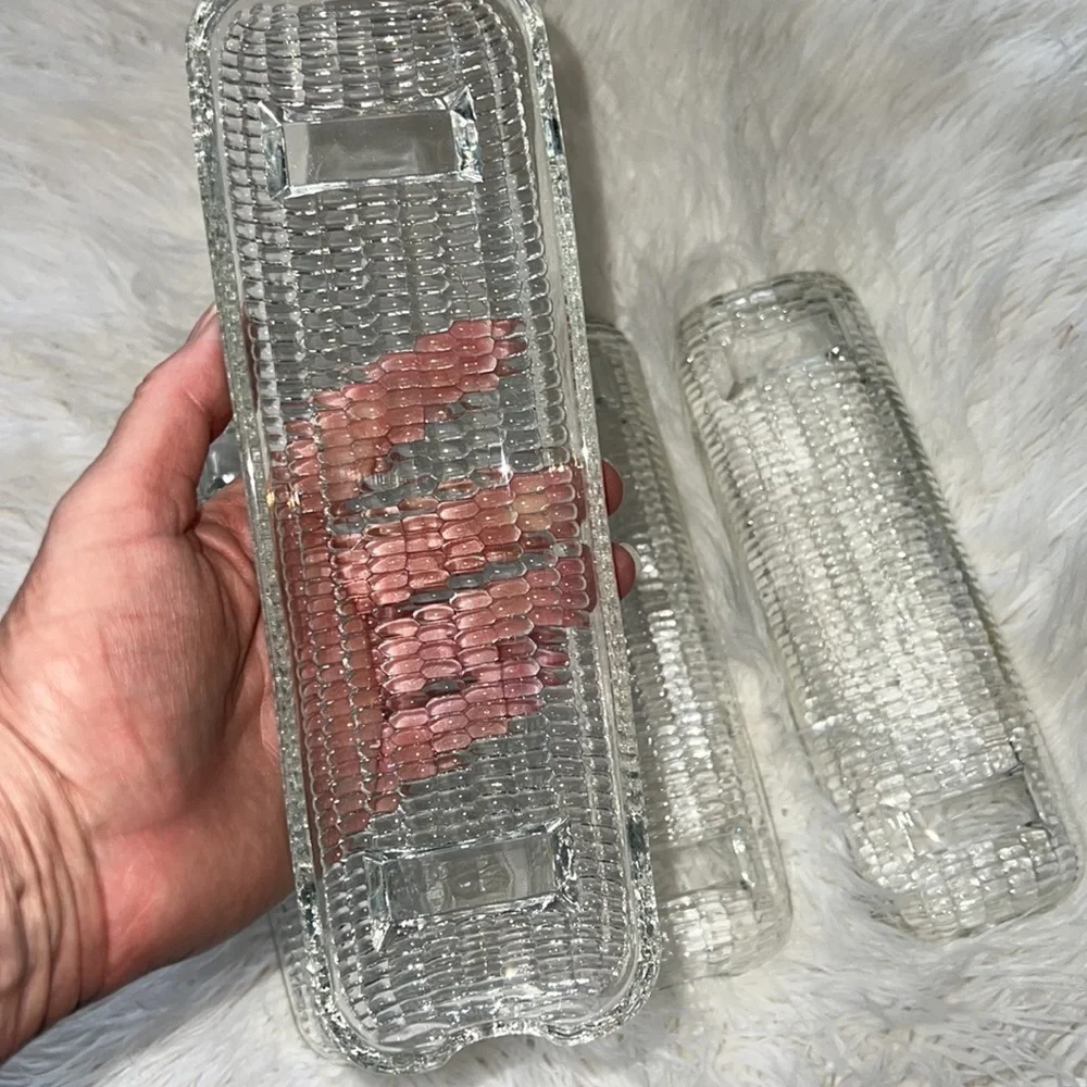 Set of 4 Corn on Cob Holders Clear Glass